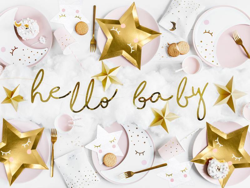 Gold Hello Baby Banner
