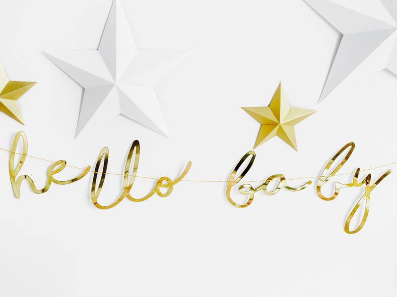 Gold Hello Baby Banner