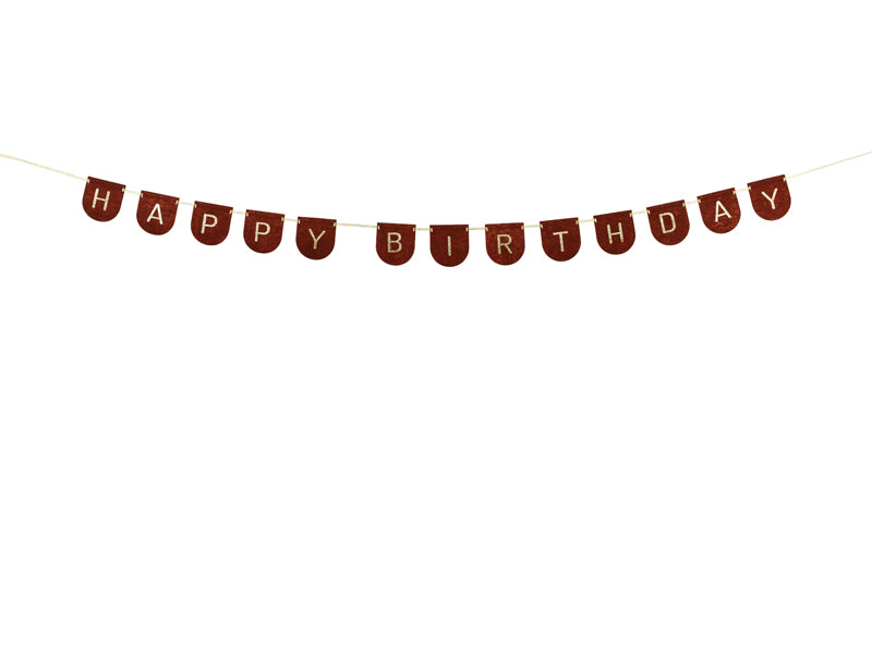 Happy Birthday Brown Felt Banner
