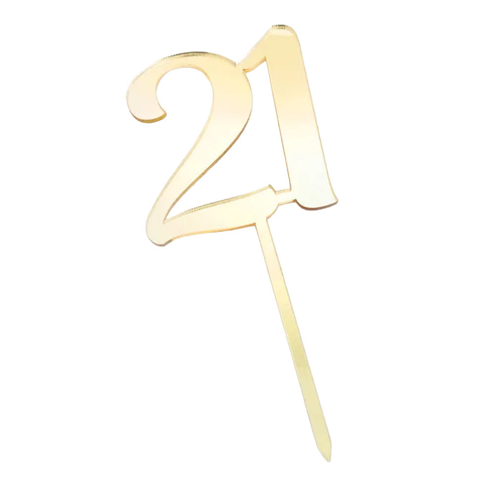 Gold 21 Acrylic Cake Topper