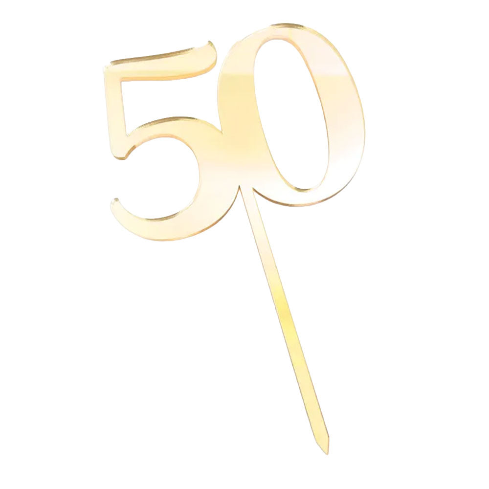 Gold 50 Acrylic Cake Topper