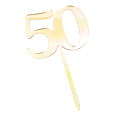 Gold 50 Acrylic Cake Topper