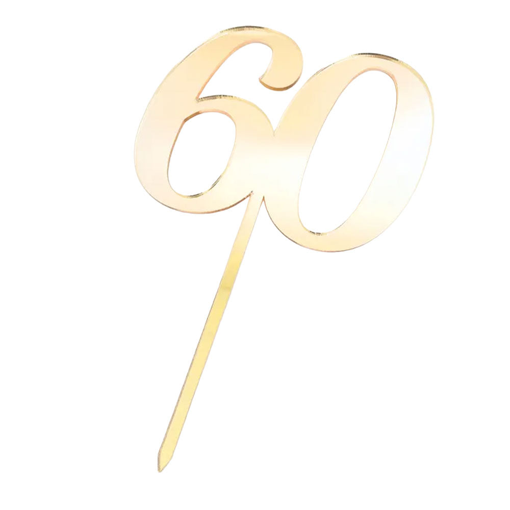 Gold 60 Acrylic Cake Topper