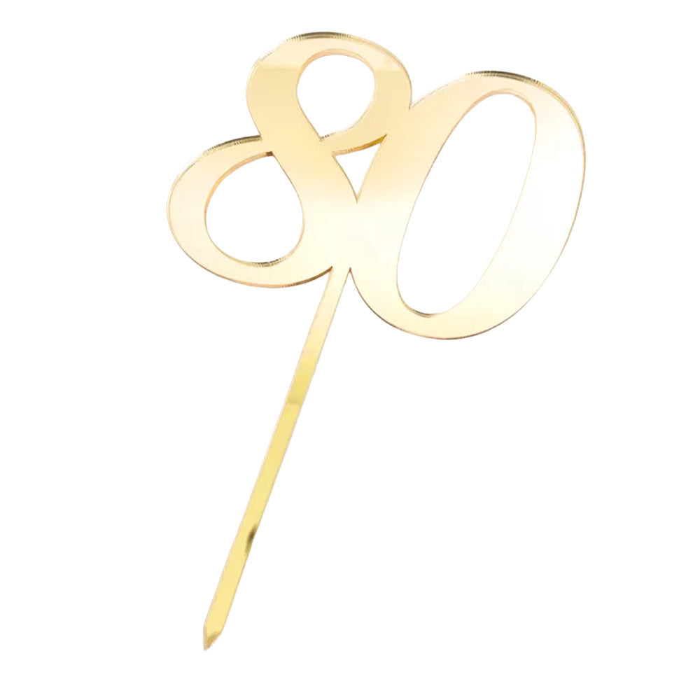 Gold 80 Acrylic Cake Topper