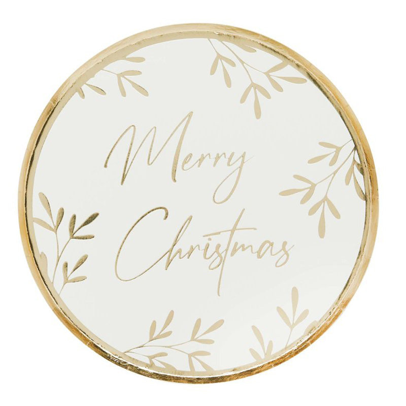 Gold Merry Christmas Plates 8pk