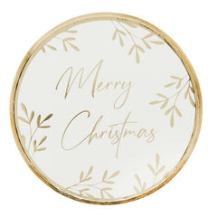Gold Merry Christmas Plates 8pk