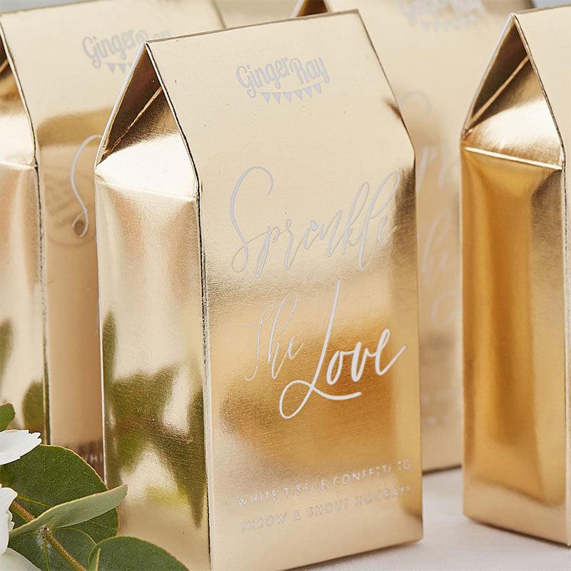 Gold Wedding White Biodegradable Confetti Box