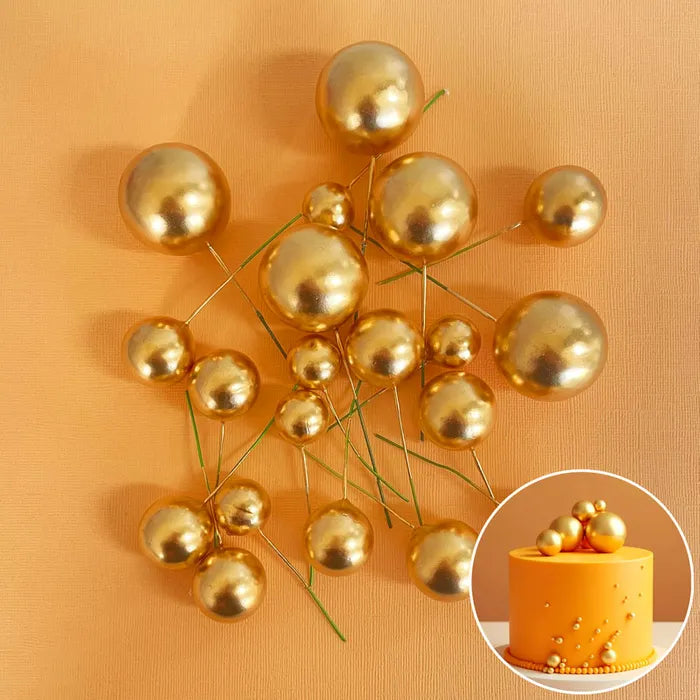 Gold Cake Ball Toppers 20pk