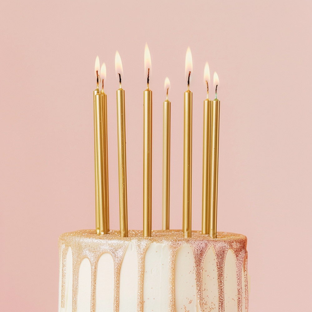 Tall Gold Candles 12pk