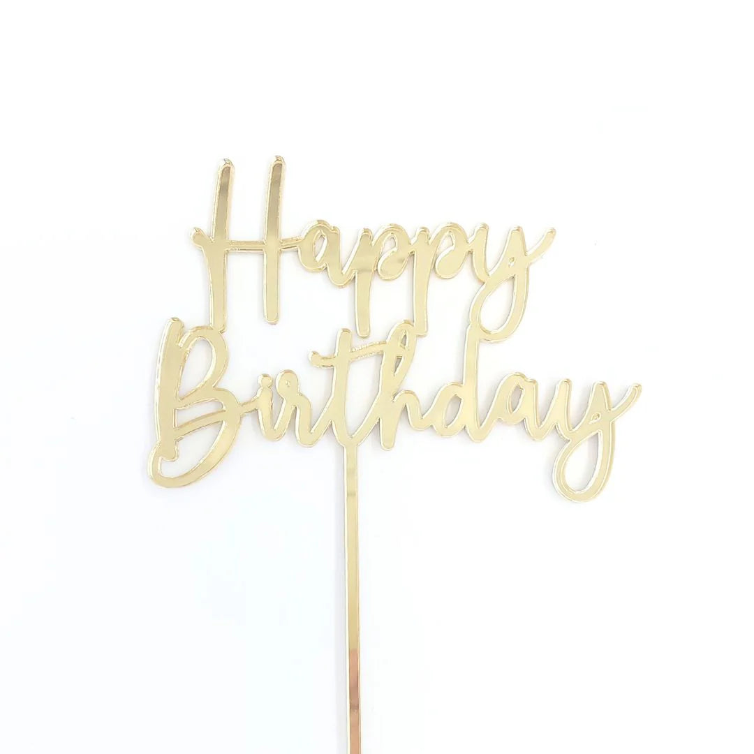 Gold Happy Birthday Acrylic Cake Topper
