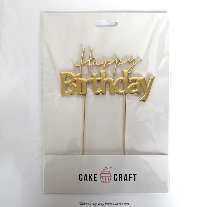 Gold Happy Birthday Metal Cake Topper