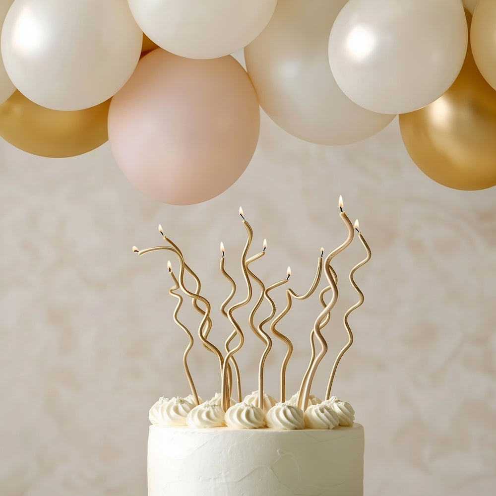 Gold Swirly Cake Candles 16pk