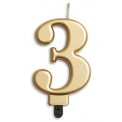 Gold Number 3 Candle