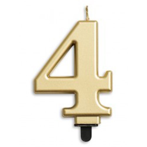 Gold Number 4 Candle