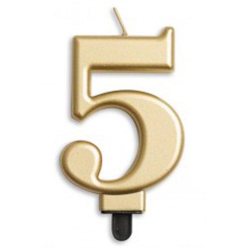 Gold Number 5 Candle