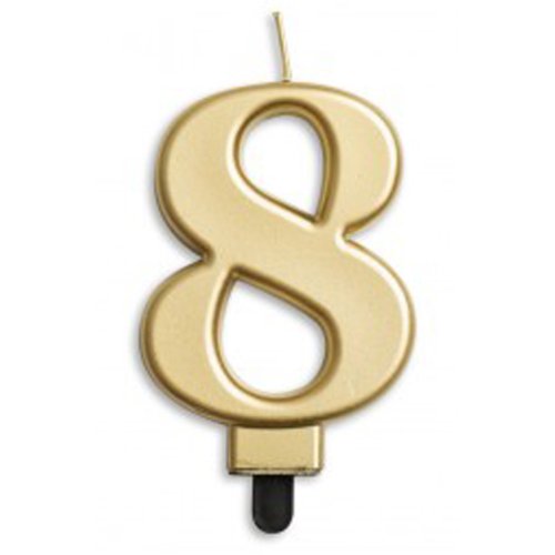 Gold Number 8 Candle