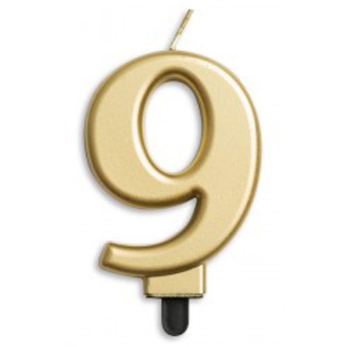 Gold Number 9 Candle