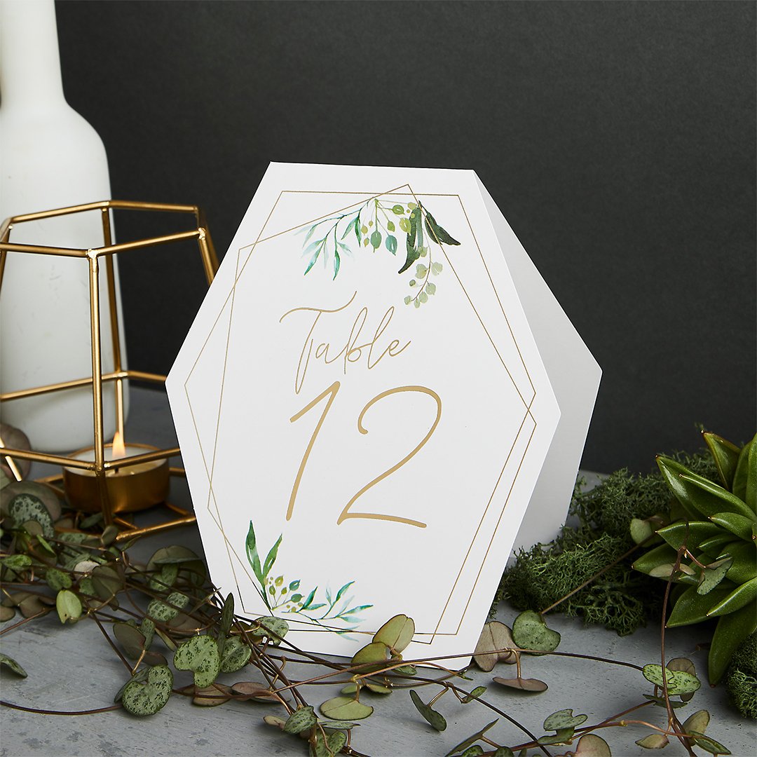 Geometric Greenery Table Numbers 12pk