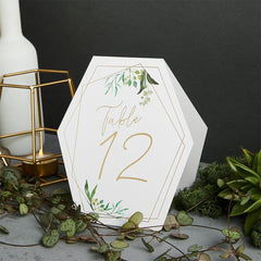 Geometric Greenery Table Numbers 12pk