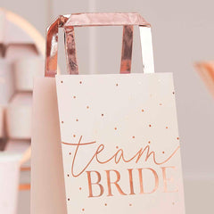 Pink Team Bride Rose Gold Hen Party Bags 5pk