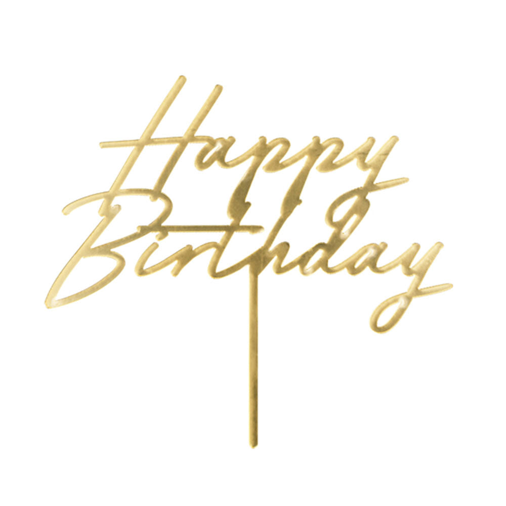 Metallic Gold Happy Birthday Acrylic Cake Topper