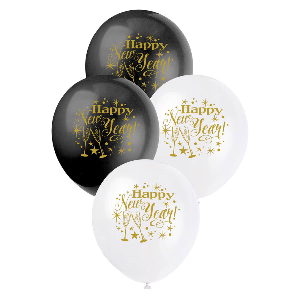Glittering Happy New Year Balloons 8pk