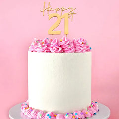 Gold Happy 21st Birthday Metal Cake Topper