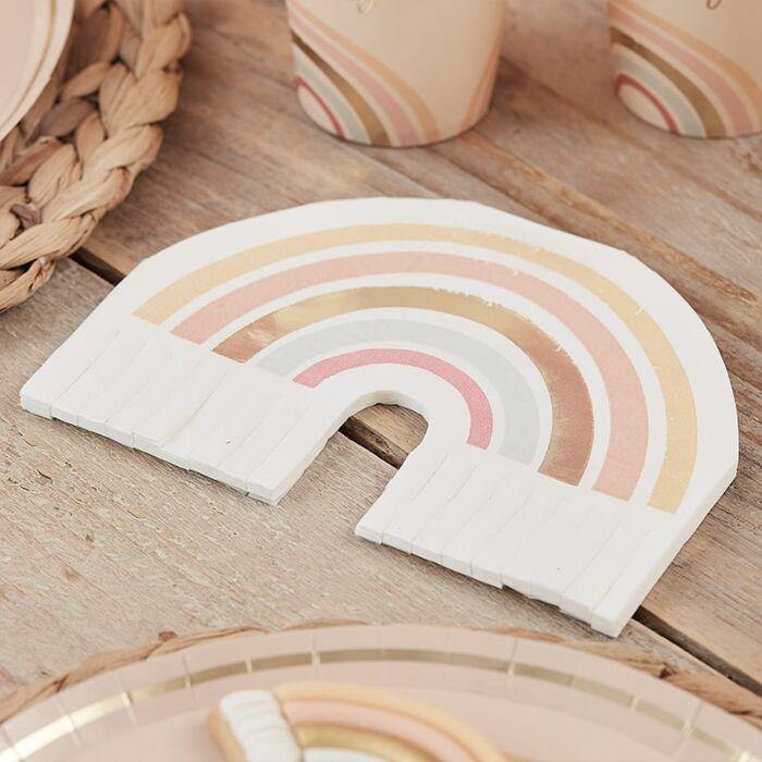Gold Foiled Natural Rainbow Fringe Napkins 16pk
