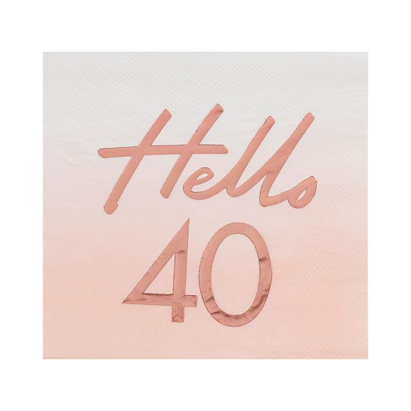 Hello 40 Rose Gold Napkins 16pk