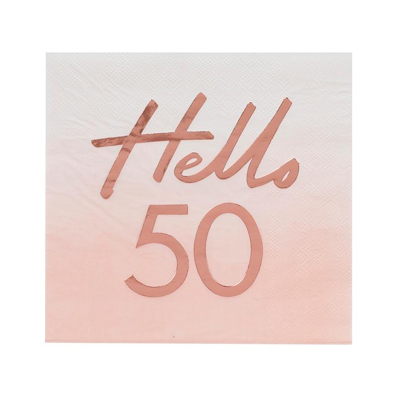 Hello 50 Rose Gold Napkins 16pk