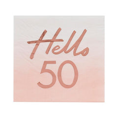Hello 50 Rose Gold Napkins 16pk