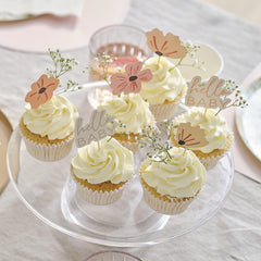 Floral Baby Shower Cupcake Toppers 12pk