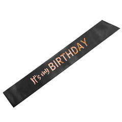 Black It's My Birthday Sash