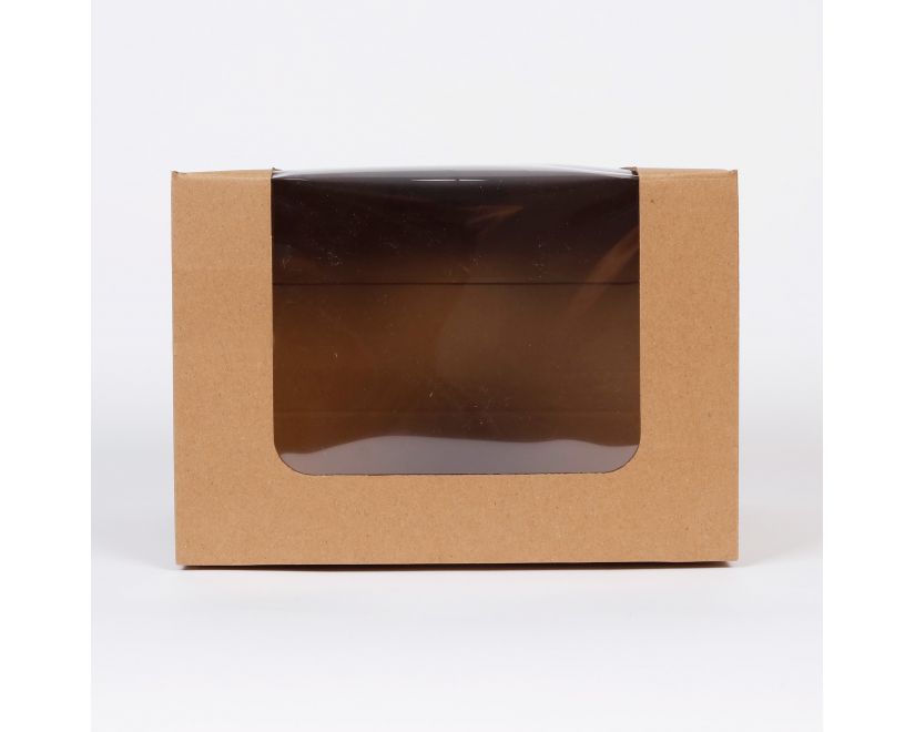 Eco Kraft Window Cake Box 8x8x6in (21cm x 21cm x 15cm high)