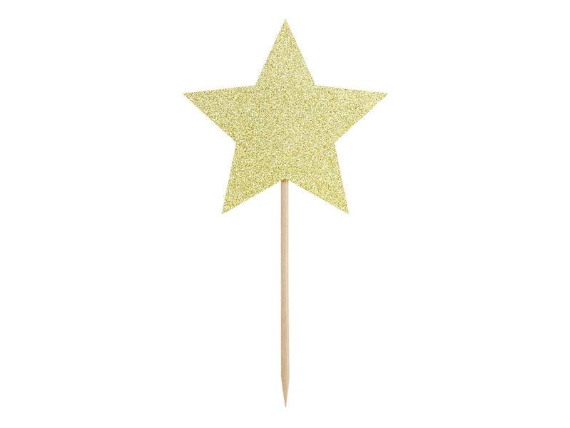 Gold Star Cupcake Toppers