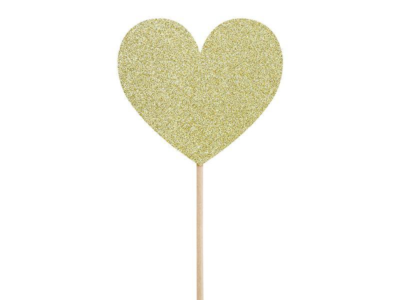 Gold Heart Cupcake Toppers