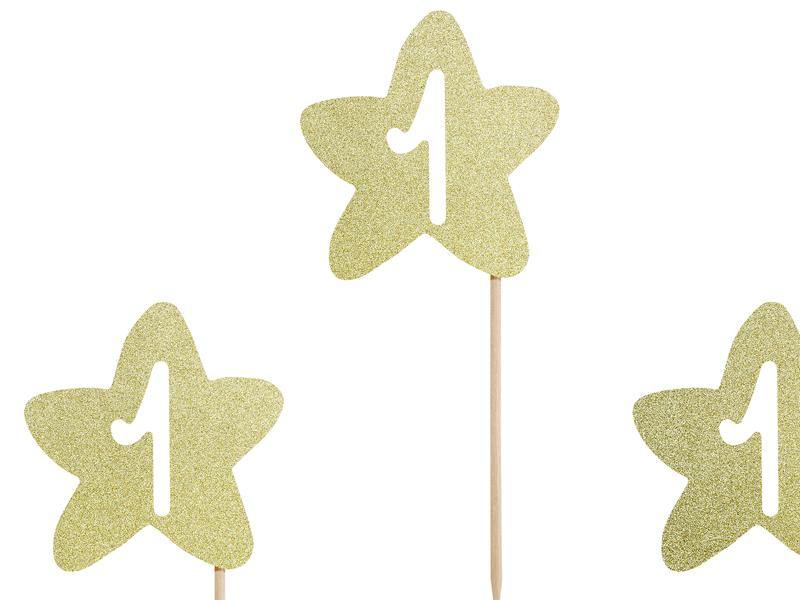 Gold 1st Birthday Cupcake Toppers