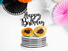 Black Happy Birthday Cake Topper