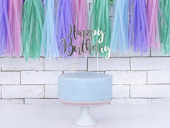 Silver Happy Birthday Cake Topper