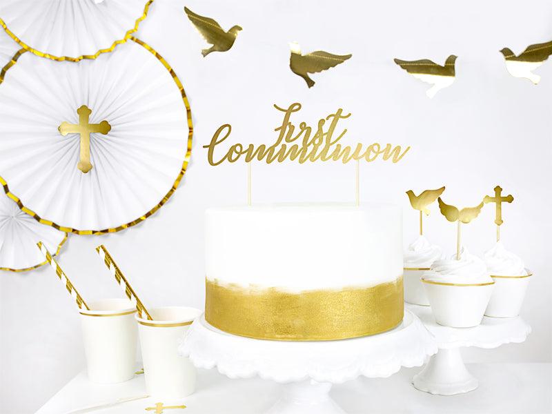Gold First Communion Cake Topper