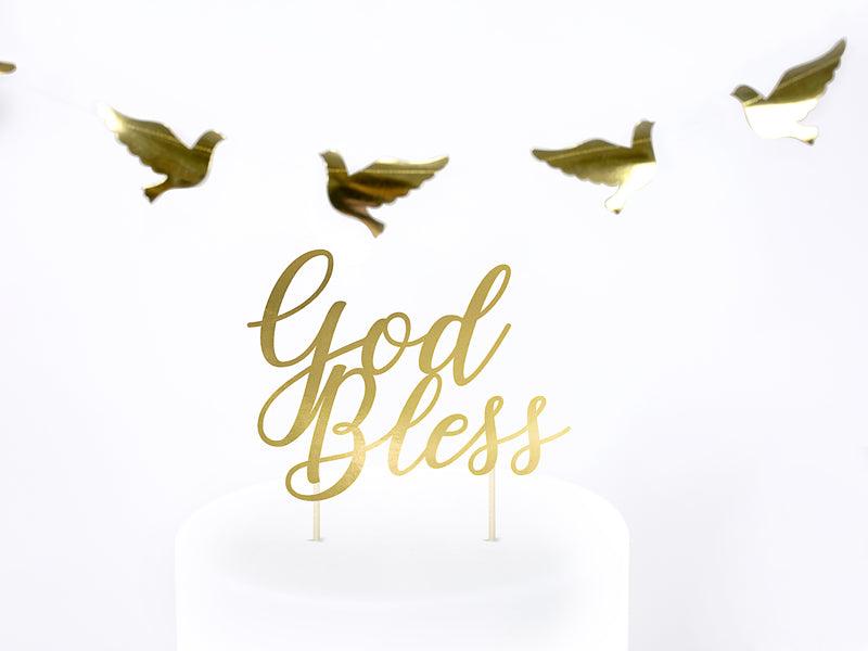 Gold God Bless Cake Topper