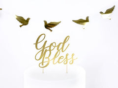 Gold God Bless Cake Topper