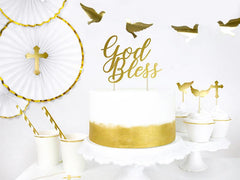 Gold God Bless Cake Topper