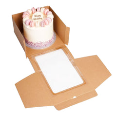 Eco Kraft Window Cake Box 10x10x6in (26.5cm x 26.5cm x 15cm high)