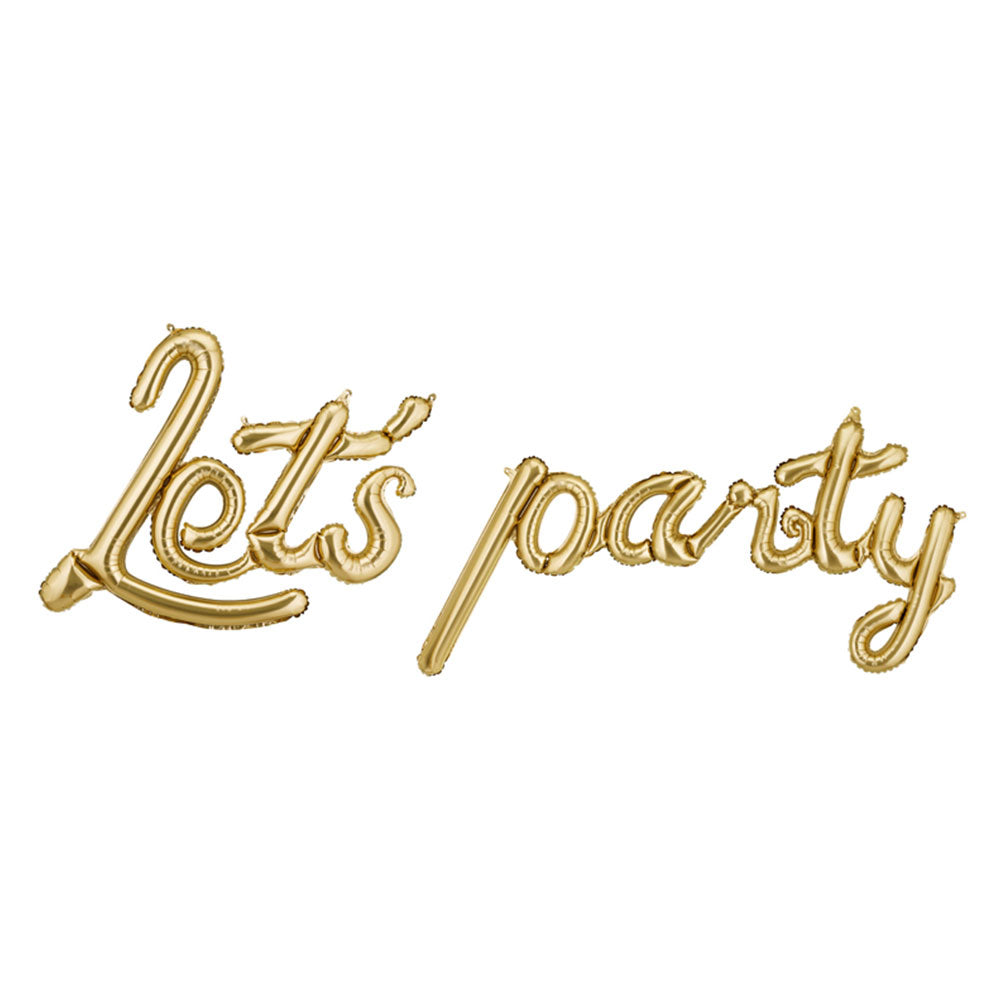 Gold Let's Party Foil Balloons