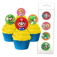 Super Mario Bros Edible Wafer Cupcake Toppers 16pk