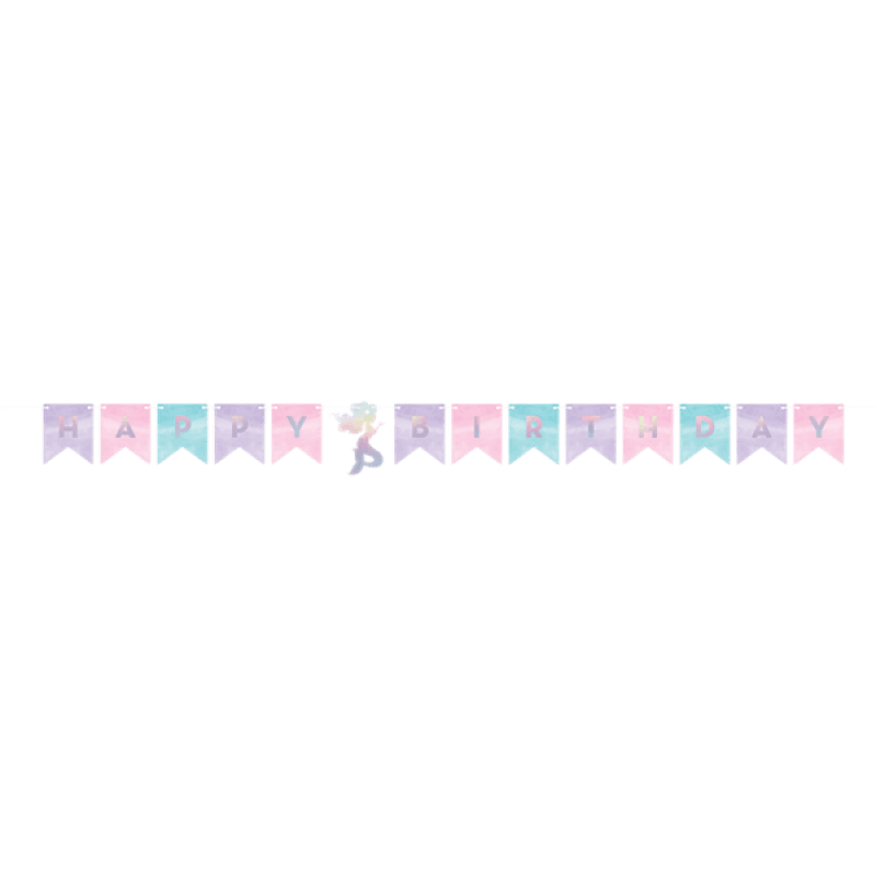 Mermaid Shine Iridescent Happy Birthday Banner