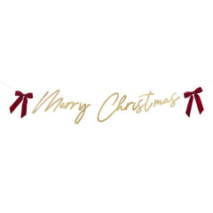 Merry Christmas Banner With Velvet Bows
