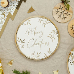 Gold Merry Christmas Plates 8pk
