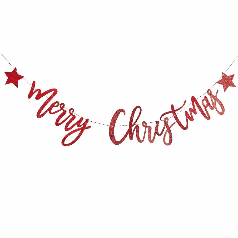 Red Glitter Merry Christmas Banner